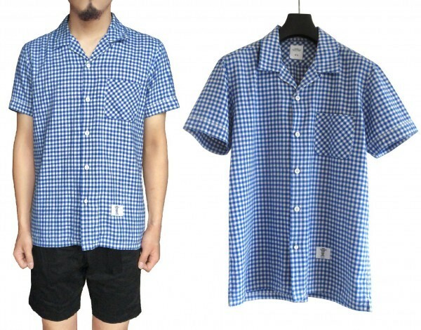 BEDWIN S/S B.D OPEN COLLAR SHIRT GINGHAM CHECK 2 オープンカラー ギンガムチェック シャツ ブルー ホワイト 開襟 ※レターパック発送