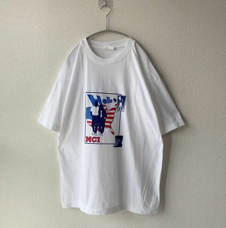 90s プリント Tシャツ XXL コットン 半袖 古着 ホワイト 白