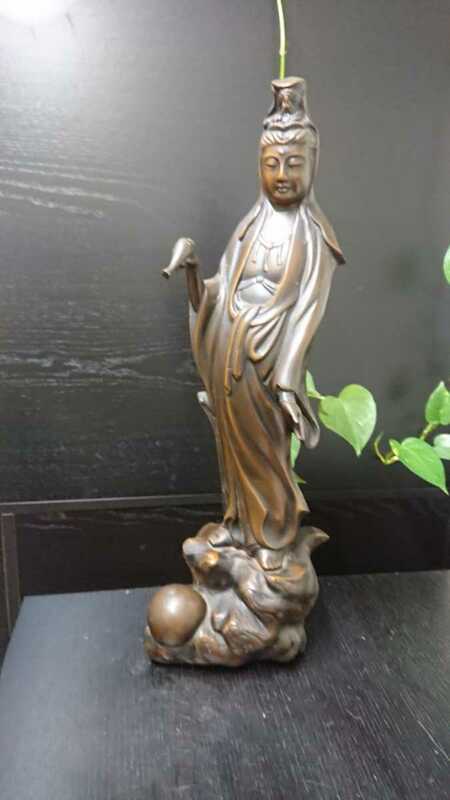ブロンズ像 置物 高さ:62cm 重さ:6Kg 仏像 観世音像 鉄工芸