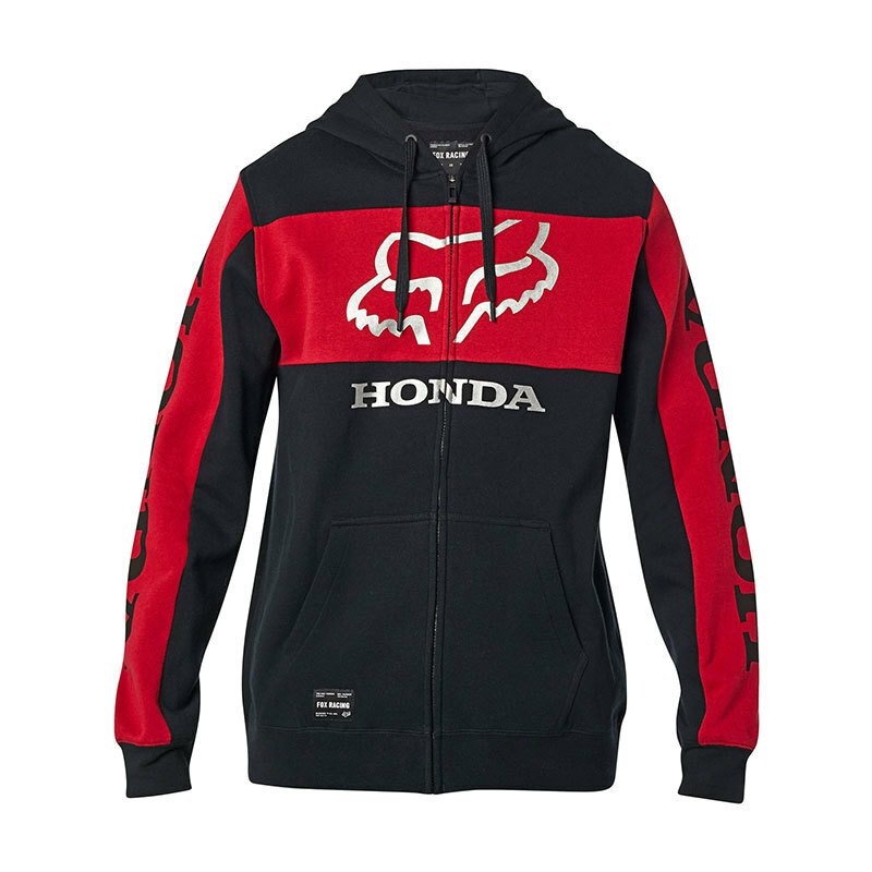 [Fox Racing] Honda 2021 ジップフーディー Fleece Black/Red（EU/US Mサイズ）