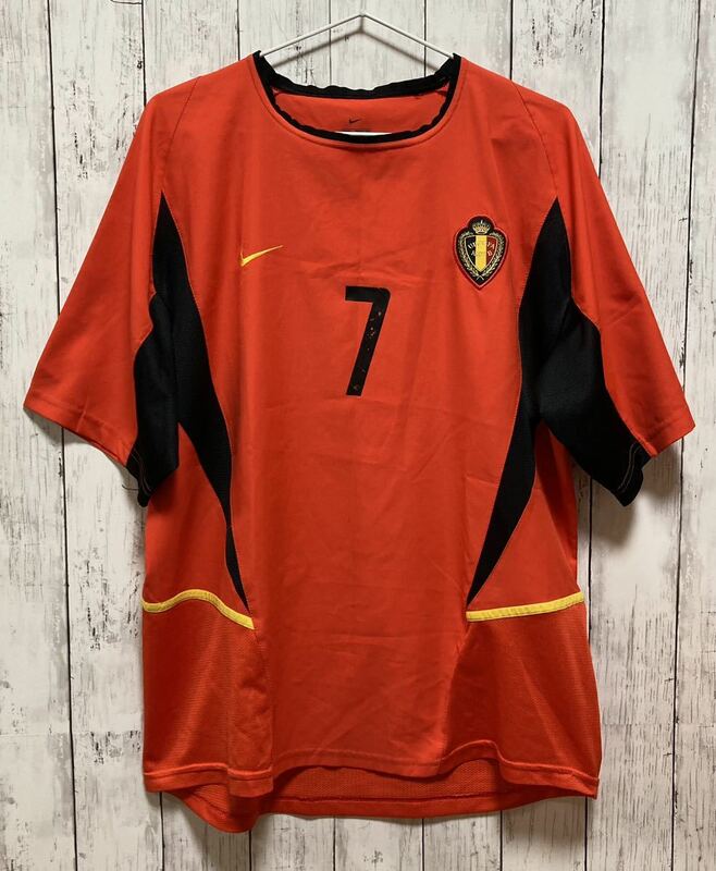 【NIKE】 ナイキ サッカー ベルギー代表 ユニフォーム Lサイズ #7 マルク・ヴィルモッツ 02年 W杯 日韓大会 送料無料!