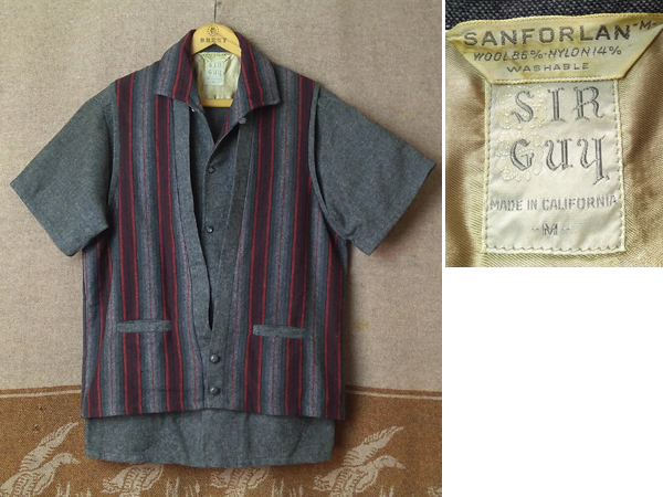 ベスト セット 【SIR GUY】50s Wool Shirt & Vest / 50年代 イタリアンカラー ウール シャツ オープンカラー ヴィンテージ ロカビリー 60s