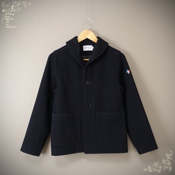 美品*Arvor Maree/アルボマレー/0/S相当/セーラーカラーウールコート/アウター/ネイビー/紺/シンプル/シック/通勤/デイリー/暖かい