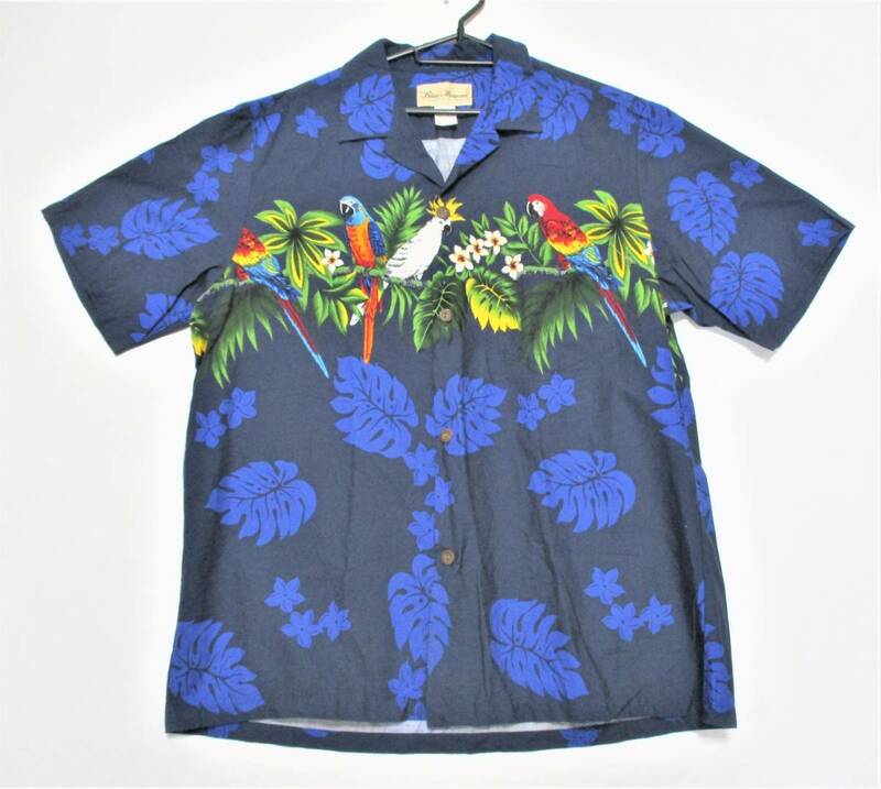 （中古）ハワイ製　BLUEHAWAII　ブルーハワイ　アロハシャツ　表記サイズL　（2Ｌサイズ相当）