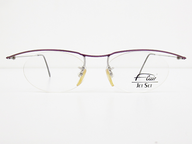 ∞【デッドストック】Flair フレアー 眼鏡 メガネフレーム JET SET 764 メタル ナイロール パープル シルバー ドイツ製 □H8