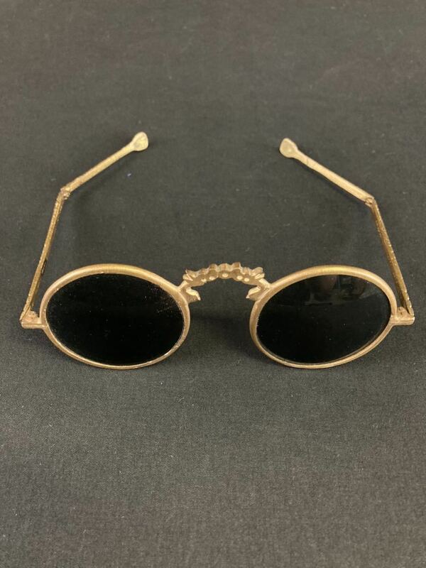 【A1147】丸メガネ　アンティーク　真鍮フレーム？　眼鏡 ビンテージ 中国製