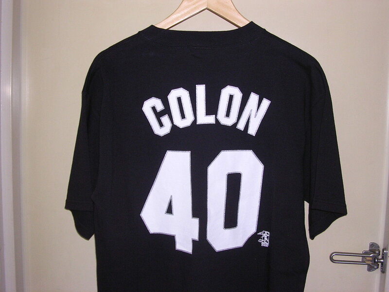 美品 00s Majestic MLB Chicago White Sox #40 COLON Tシャツ L 黒 vintage old ホワイトソックス ナンバリング