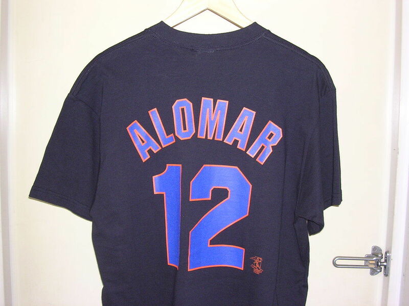 美品 00s Majestic MLB New York Mets #12 ALOMAR Tシャツ L 黒 vintage old メッツ ナンバリング