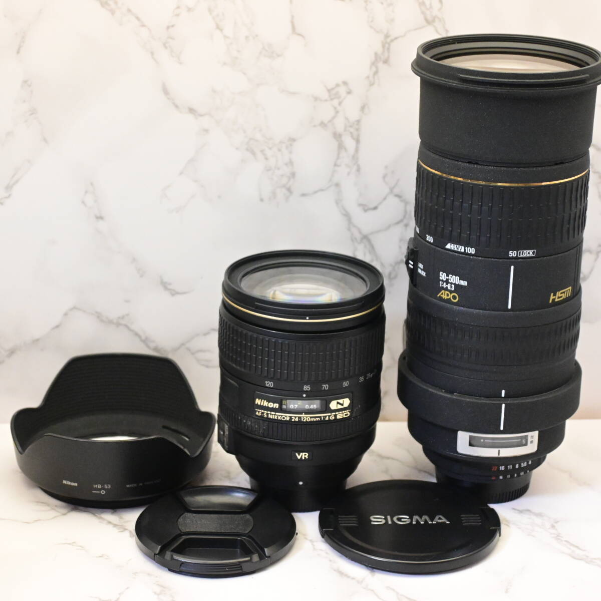 0718[H192][H207]34 Nikon AF-S NIKKOR 24-120mm F4G / シグマ SIGMA EX 50-500mm HSM ニコン