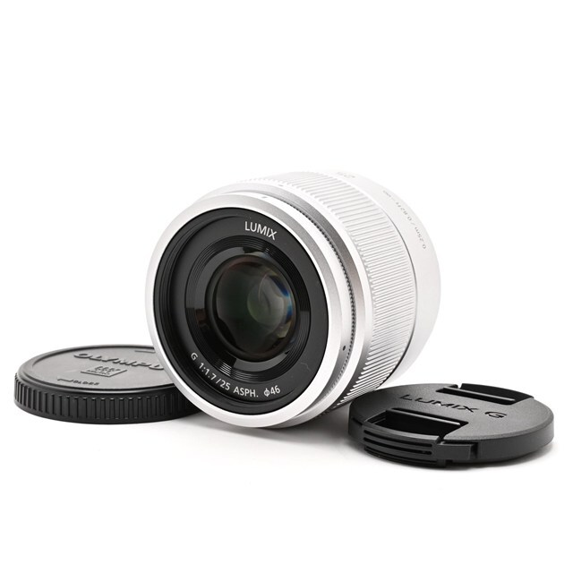 ＜美品＞ パナソニック 単焦点レンズ ルミックス G 25mm/ F1.7 ASPH. シルバー H-H025-S マイクロフォーサーズ用