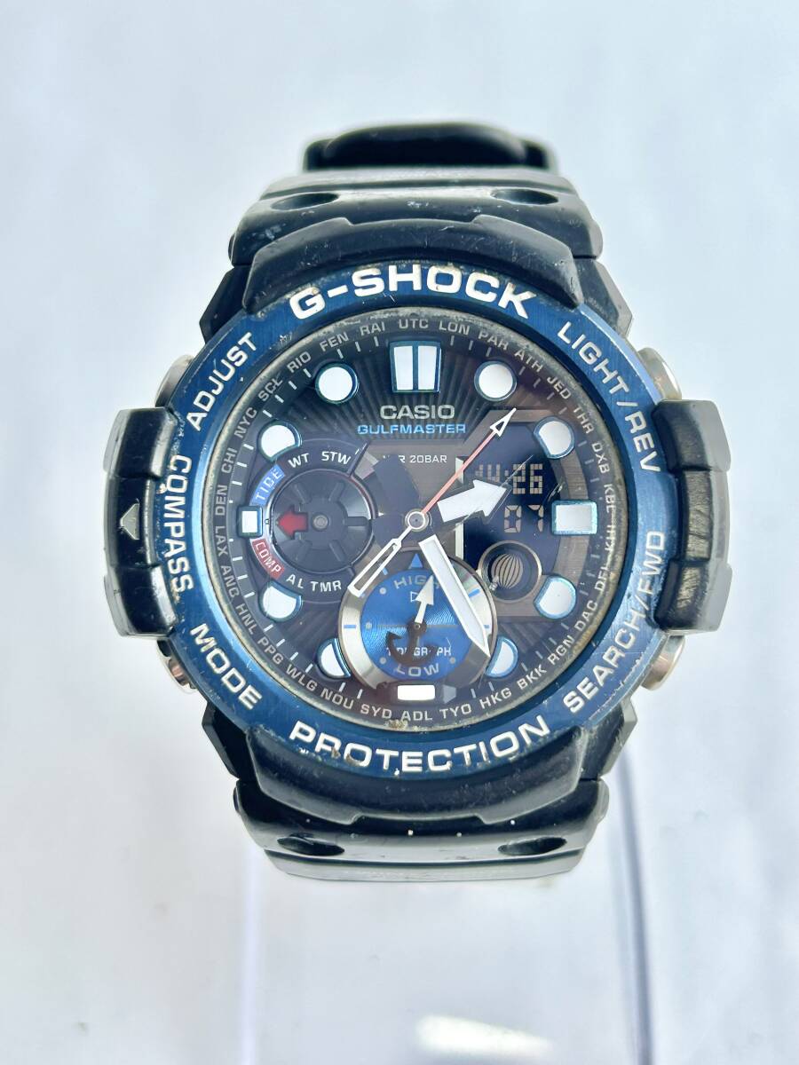 ML1021【RUP】★1円～ 稼働品 CASIO カシオ GN-1000B G-SHOCK ガルフマスター デジアナ クオーツ デイデイト ブラック ブルー メンズ腕時計