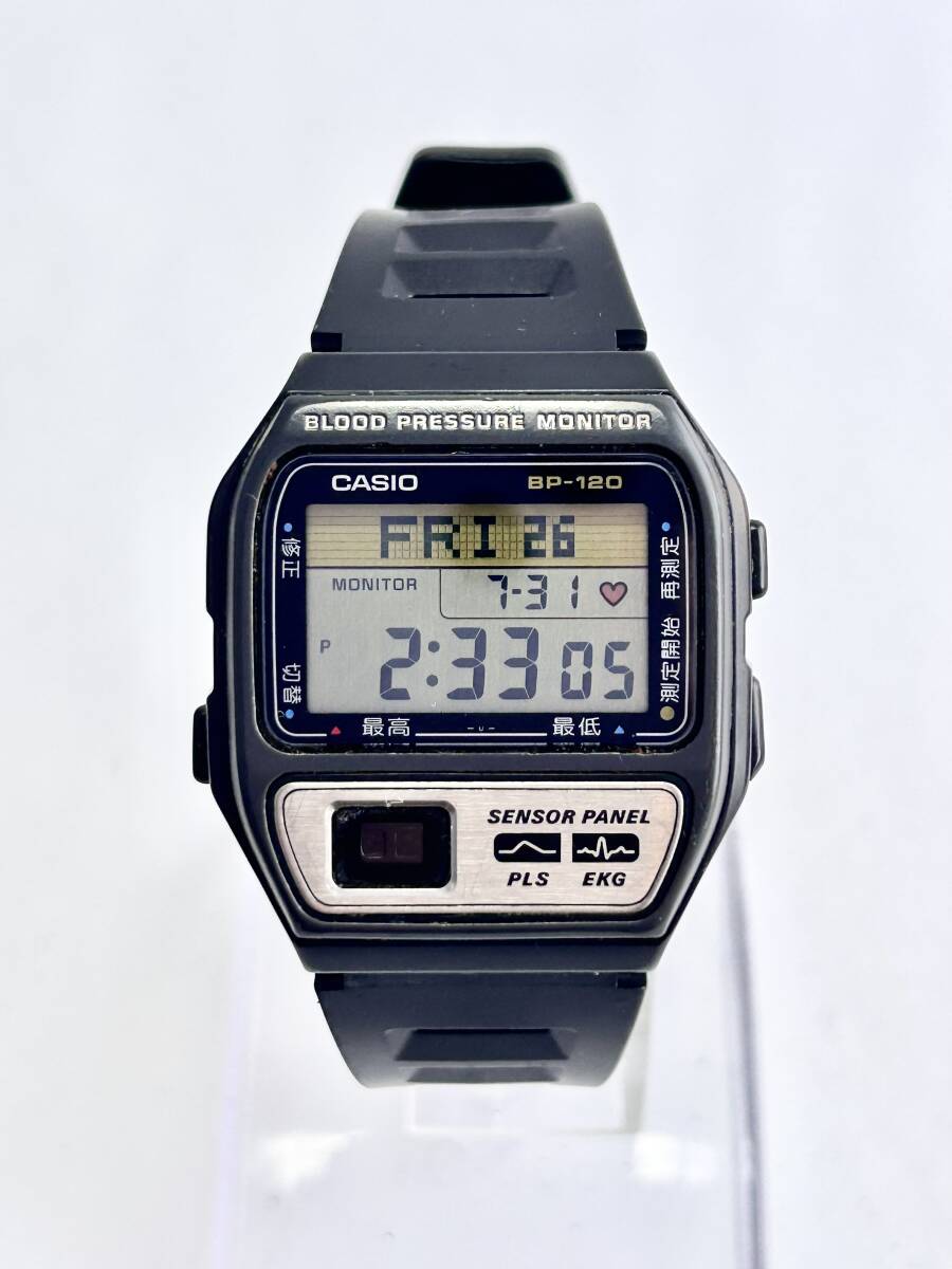 ML1022【RUP】★1円～ 稼働品 カシオ CASIO BP-120 BLOOD PRESSURE MONITOR 血圧計 デジタル クォーツ 腕時計 ツインセンサー 脈拍