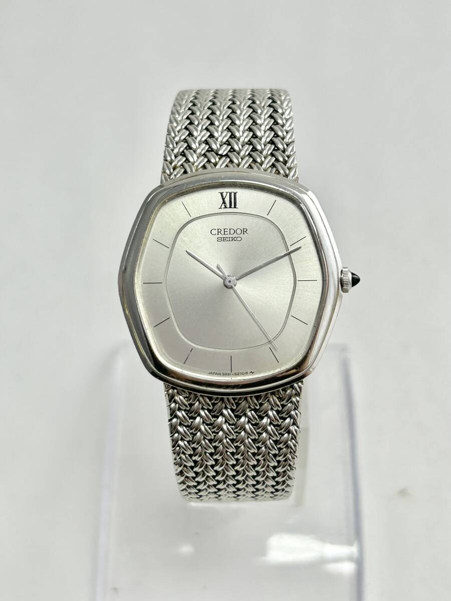 ML1025【RUP】★1円～★ 稼働品 SEIKO セイコー CREDOR クレドール 5931-5230 クォーツ シルバー文字盤 メンズ 腕時計 3針 アナログ