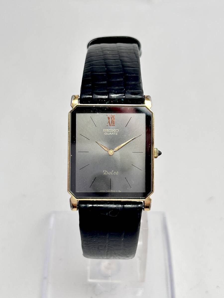 ML1026【RUP】★1円～★ 稼働品 SEIKO セイコー DOLCE ドルチェ 7730-5040 クオーツ 2針 ブラック文字盤 スクエア メンズ腕時計
