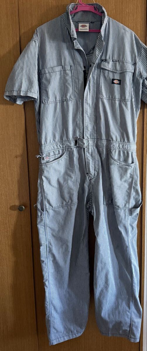 Dickies ディッキーズ 半袖つなぎ ヒッコリーストライプ オールインワン