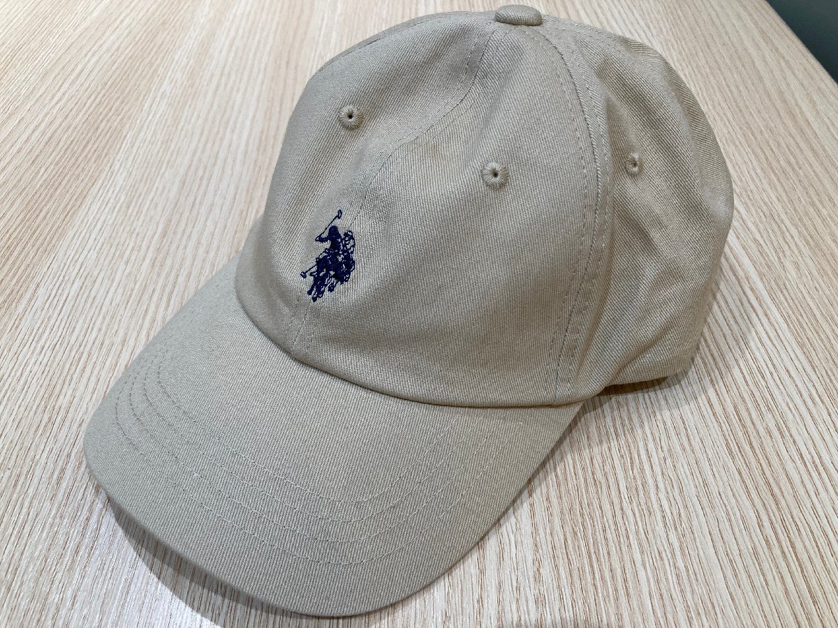 【激安/未使用】ユーエスポロアッスン キャップ 帽子 ベージュ 紺刺繍 U.S. POLO ASSN. メンズ レディース ベースボールキャップ 現状品◎