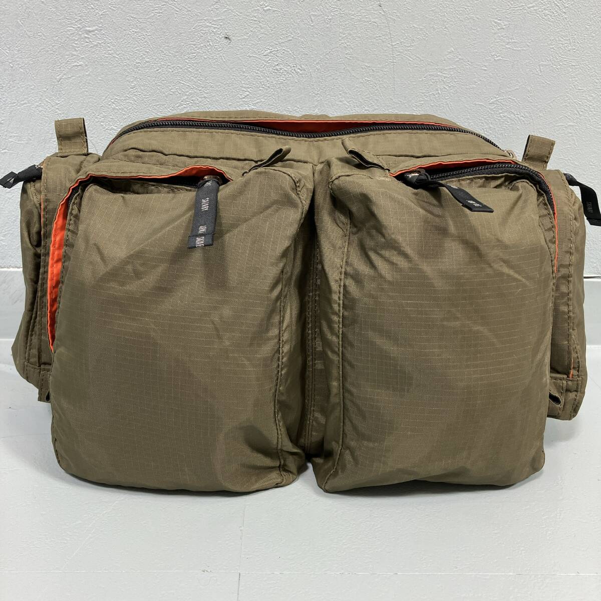 D2077◯ SAZABY サザビー ウエストバッグ ボディバッグ ブラウン カーキ ナイロン メッシュ ブラック 黒 ポケット ユニセックス