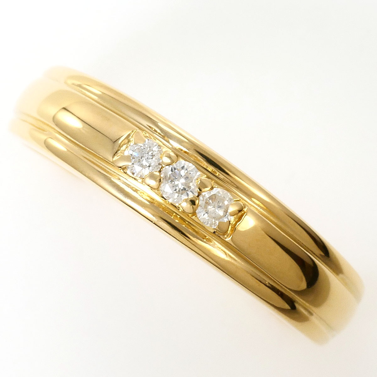 K18YG リング・指輪 14号 ダイヤ 0.10 総重量約2.5g ジュエリー 中古 美品 送料無料☆0315