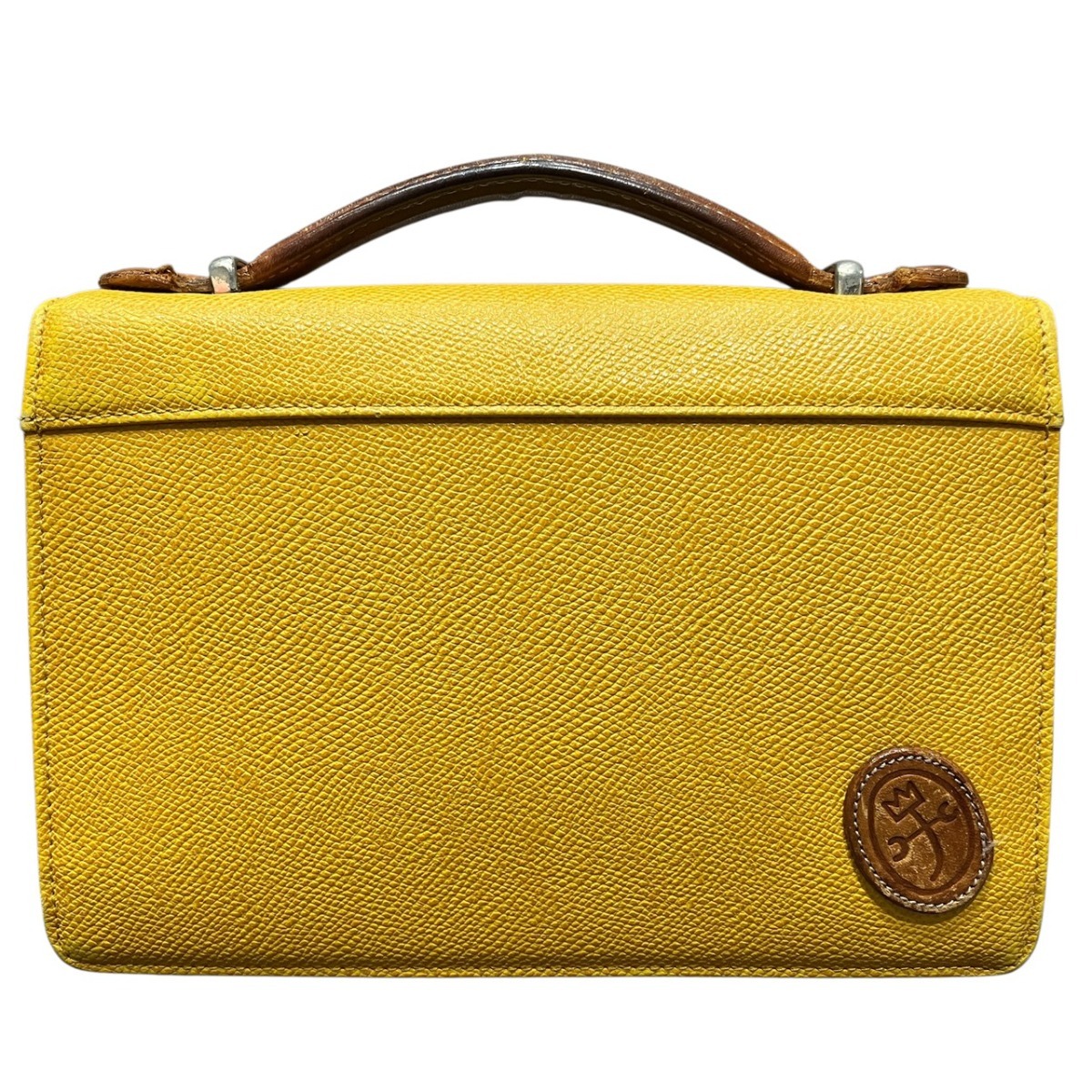 カステルバジャック JC de CASTELBAJAC ハンドバッグ イエローカステル レザー 中古☆0336