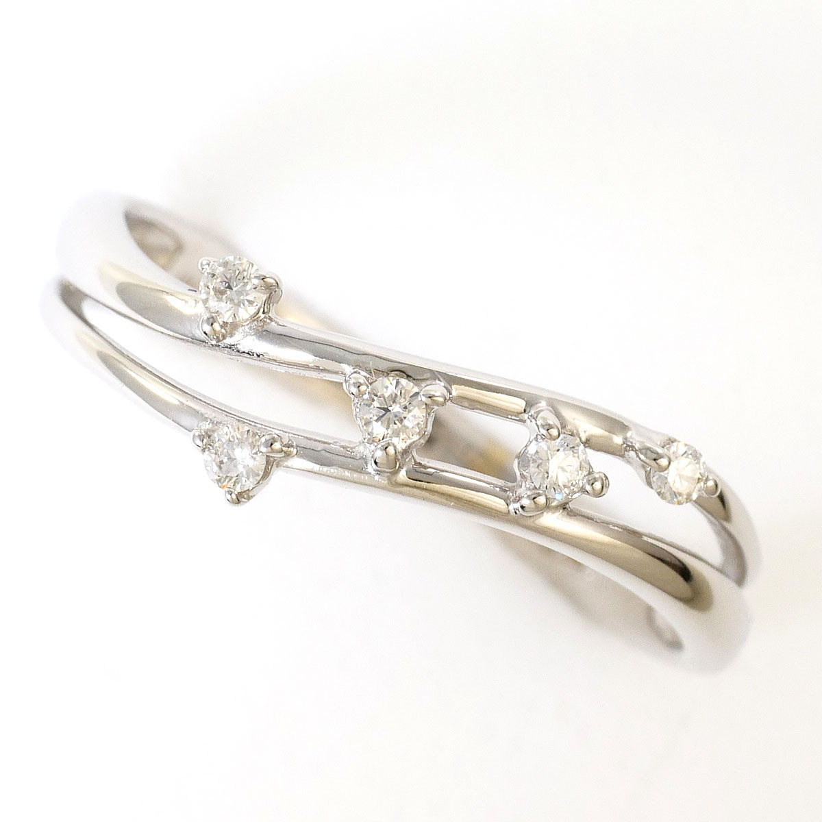 K14WG リング・指輪 11.5号 ダイヤ 0.08 総重量約1.8g ジュエリー 中古 美品 送料無料☆0338