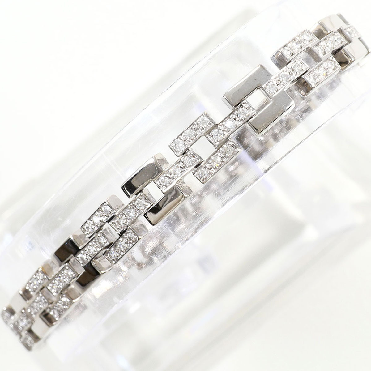 K18WG ブレスレット ダイヤ 1.00 鑑別書 総重量約15.8g 約18cm ジュエリー 中古 美品 送料無料☆0315