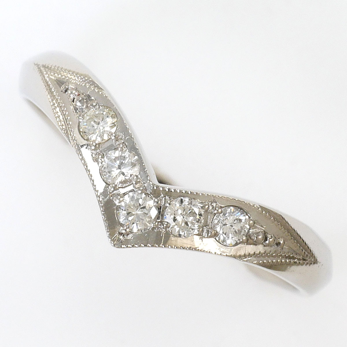 PT900/プラチナ リング・指輪 8.5号 ダイヤ 0.12 総重量約2.6g ジュエリー 中古 美品 送料無料☆0338