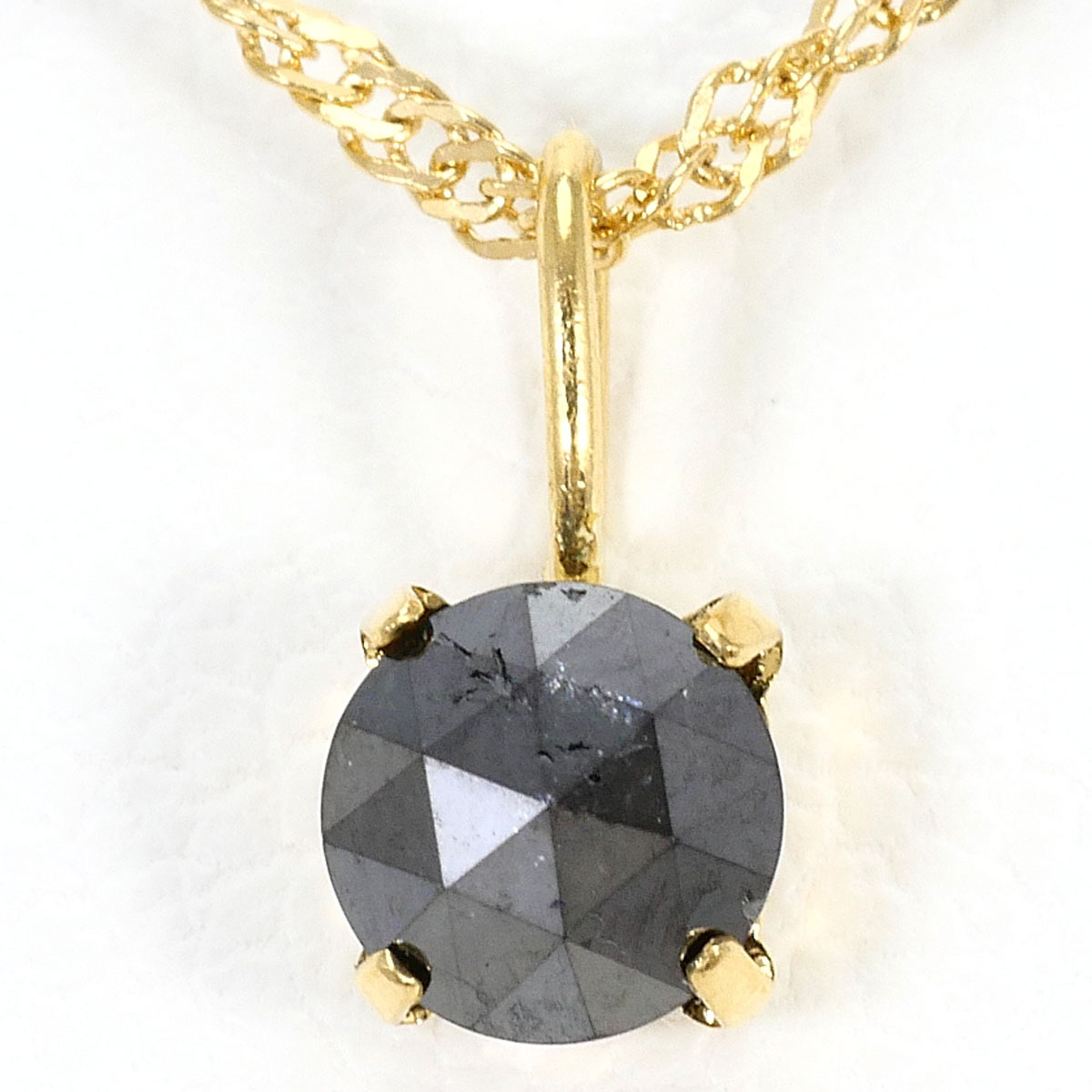 K18YG ネックレス ブラックダイヤ 0.30 総重量約1.2g 約40cm ジュエリー 中古 美品 送料無料☆0315