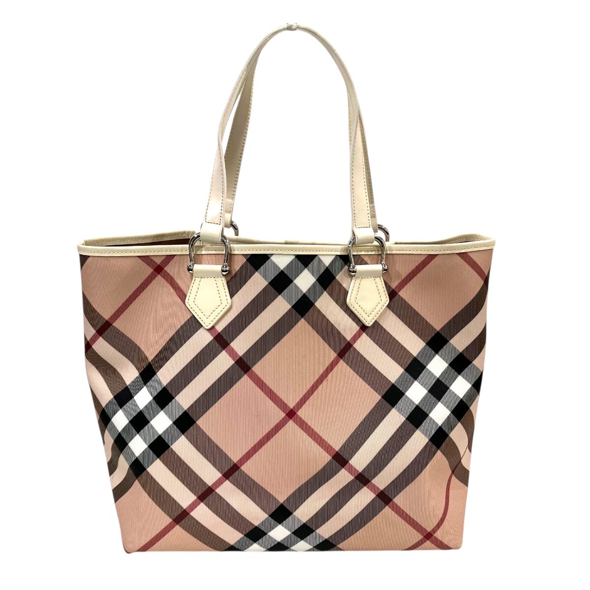 バーバリー BURBERRY トートバッグ ノヴァチェック PVC レザー 中古☆0344
