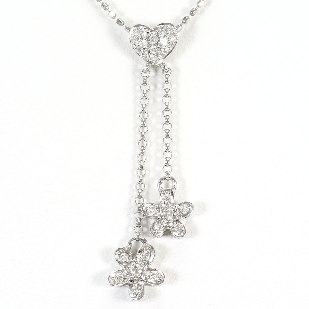 K18WG ネックレス ダイヤ 0.13 総重量約2.6g 約44cm ジュエリー 中古 美品 送料無料☆0315