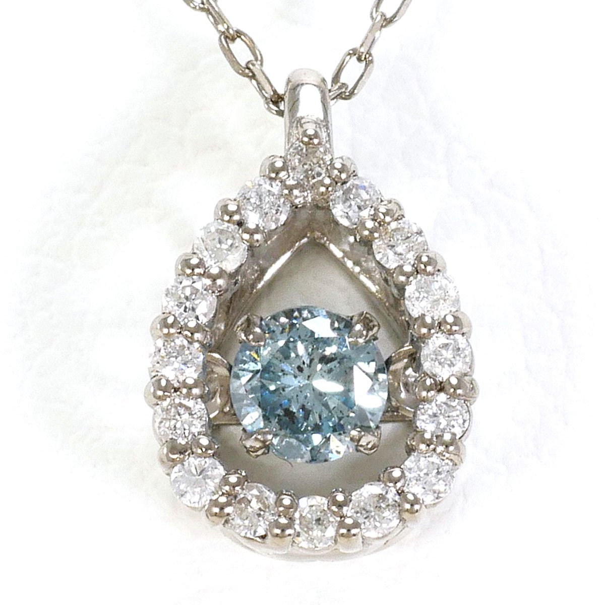 K18WG ネックレス ブルーダイヤ ダイヤ 総重量約1.2g 約40cm ジュエリー 中古 美品 送料無料☆0315