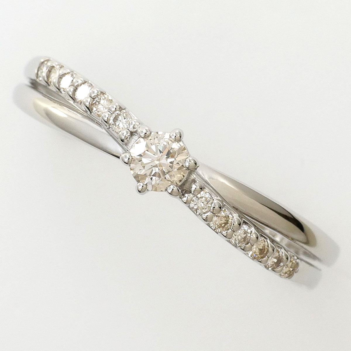 PT900/プラチナ リング・指輪 12.5号 ダイヤ 0.18 総重量約1.9g ジュエリー 中古 美品 送料無料☆0315