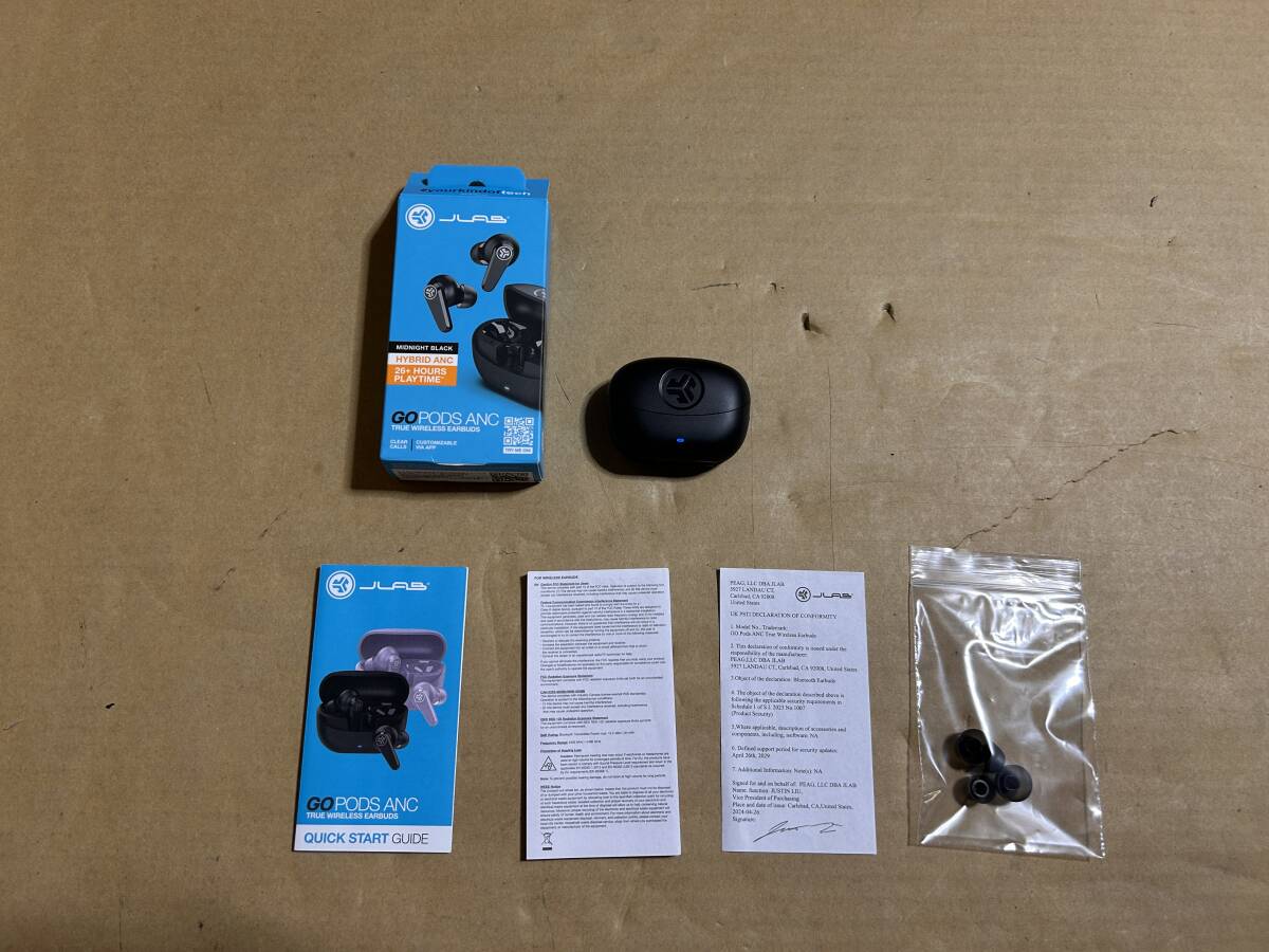 【中古現状品 動作確認済 】 JLAB Go Pods ANC Black 完全ワイヤレスイヤホン ノイズキャンセリング　EBGOPODSBLK50WEB 
