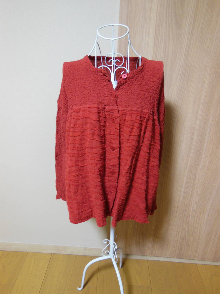 me ISSEY MIYAKE イッセイミヤケ プリーツ加工 シワ加工 ジャケット 茜色
