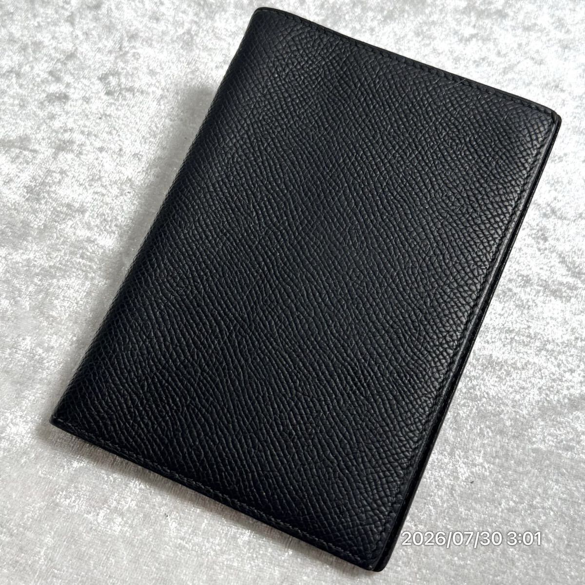美品 高級 HERMES エルメス レザー 本革 エプソン アジェンダ 手帳カバー 手帳ケース ブラックカラー □A刻印