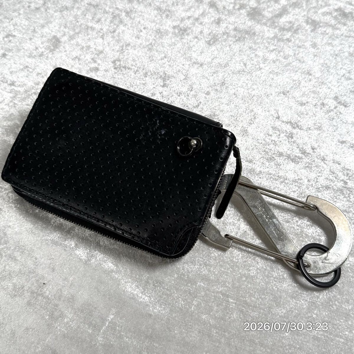 JAM HOME MADE ジャムホームメイド Wonderwall ワンダーウォール コラボ レザー 本革 折り畳み財布 ウォレット パンチング カラビナ付き