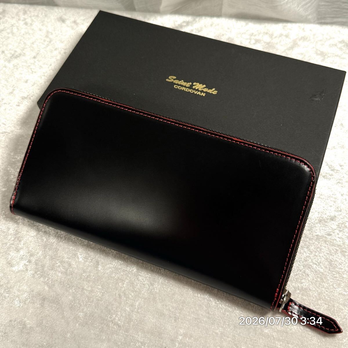 未使用 Saint mode セイントモード CORDVAN コードバン レザー 本革 ラウンドファスナー 長財布 ウォレット 箱付き