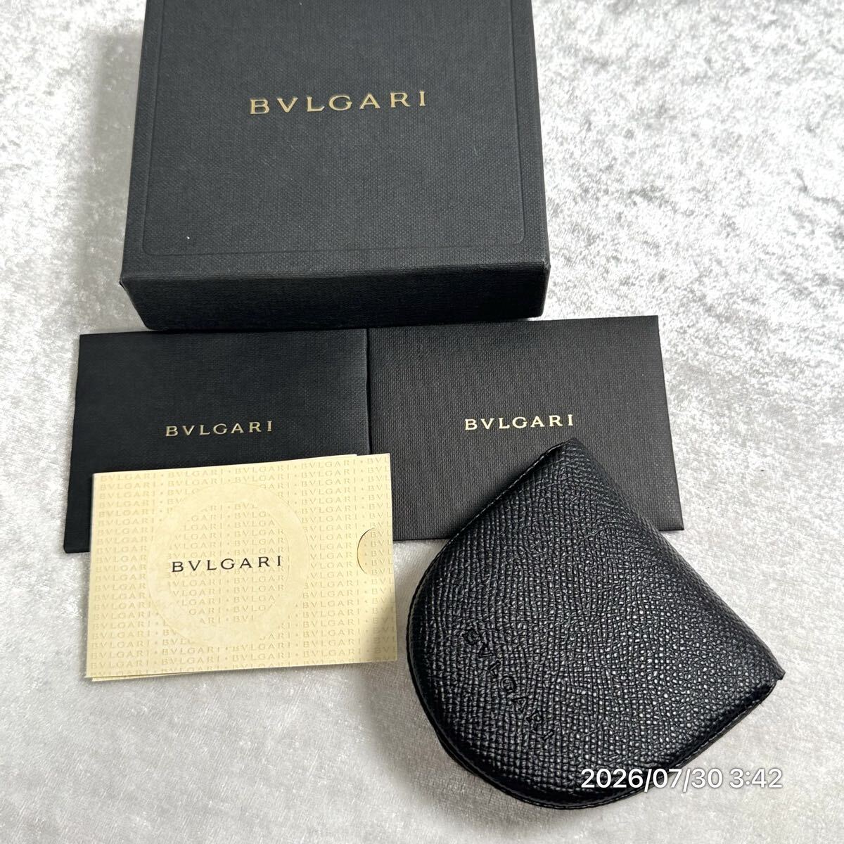 未使用 高級 BVLGARI ブルガリ レザー 本革 ミニウォレット コインケース 小銭入れ 付属品完備