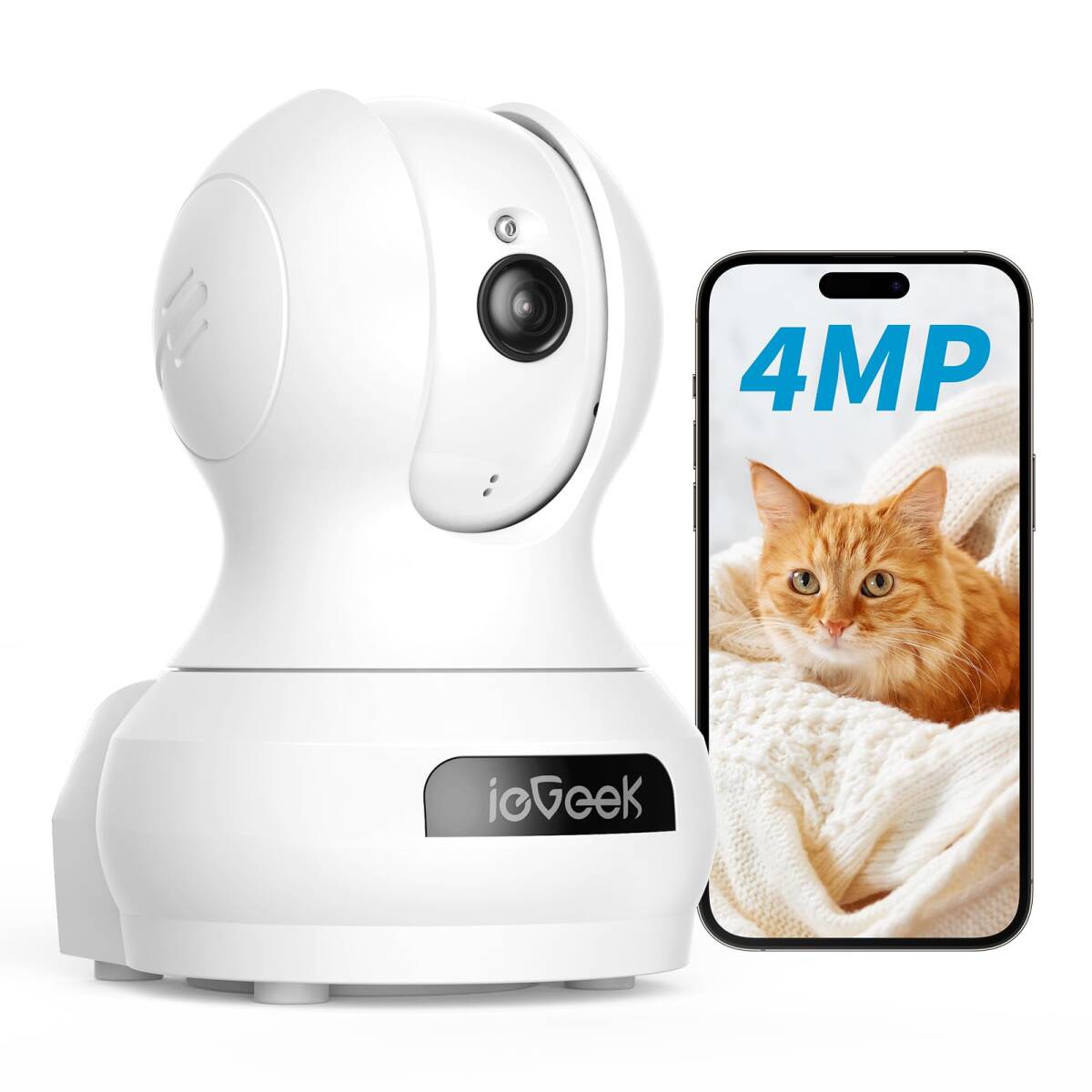 【 ペットカメラ 400万画素 2.4GHz/5GHzi対応】ieGeek 見守りカメラ 360°PTZ機能 超広角 自動追尾 遠