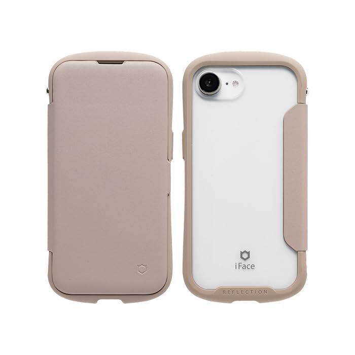 iFace Reflection iPhone 17e/16e ケース 手帳型 クリアケース (ベージュ)【 アイフェイス スマホ