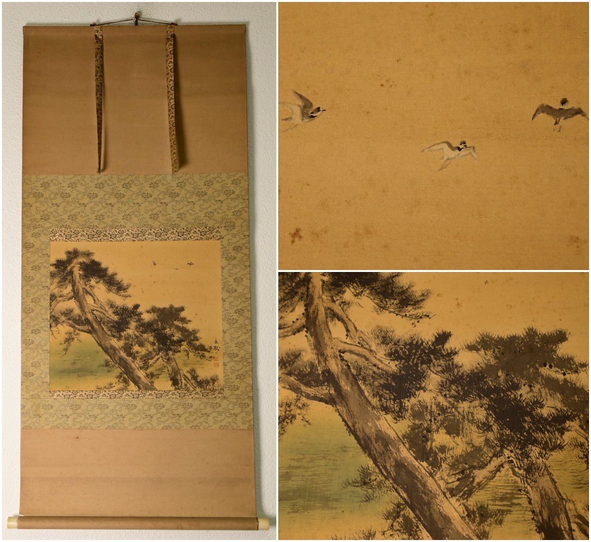 【真作】『今井景樹』今井景年 門下「松」絹本軸装　共箱　掛軸　書画　日本画　四条派　
