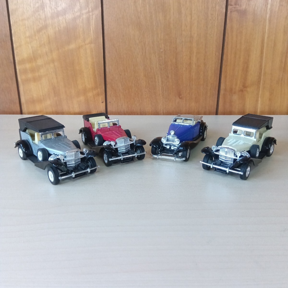 【動作確認済】クラシックカー 4台セット プルバックカー ドア開閉可 昭和レトロ