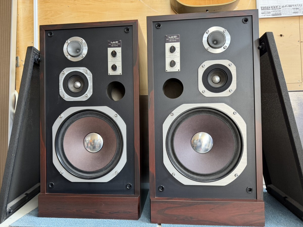 ○日立 Lo-D 3WAY 3Speaker SYSTEM HS-570 音出し確認済み 6Ω MAX100W サランネット付属 中古品 ④