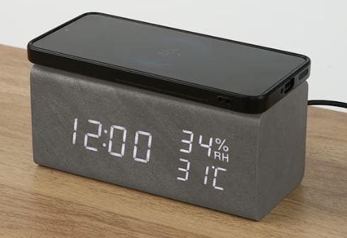 新品☆置くだけスマホ充電LED時計(ブラック 003HT)送料無料6