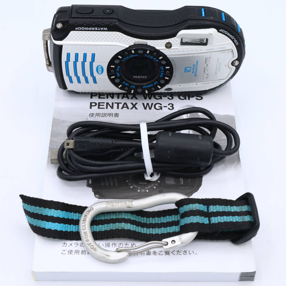 PENTAX ペンタックス 防水デジタルカメラ PENTAX WG-3 ホワイトブルー 1cmマクロ マクロスタンド付属 LEDライト #260721_4206319