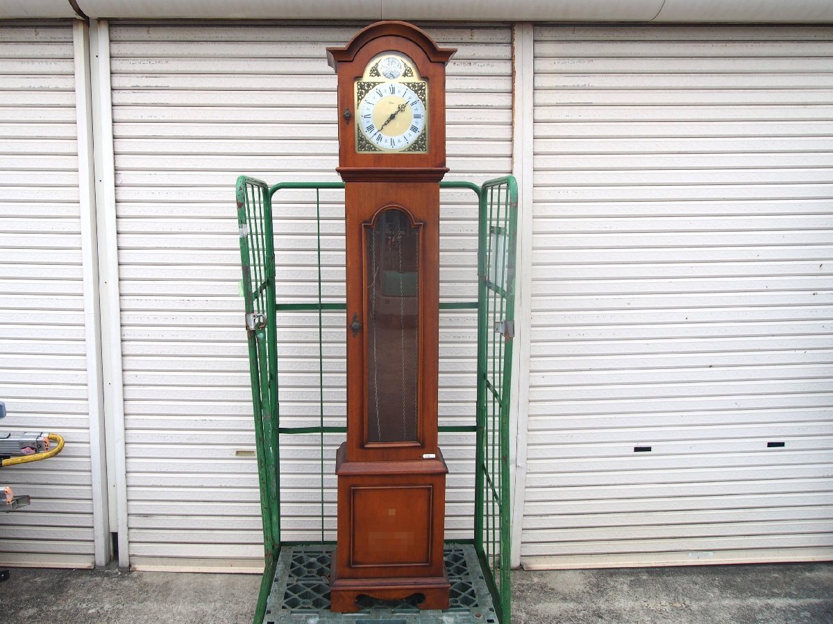 ☆【T0612-18】 TEMPUS FUGIT ホールクロック 木製 昭和 アンティーク 柱時計 イタリア ジャンク