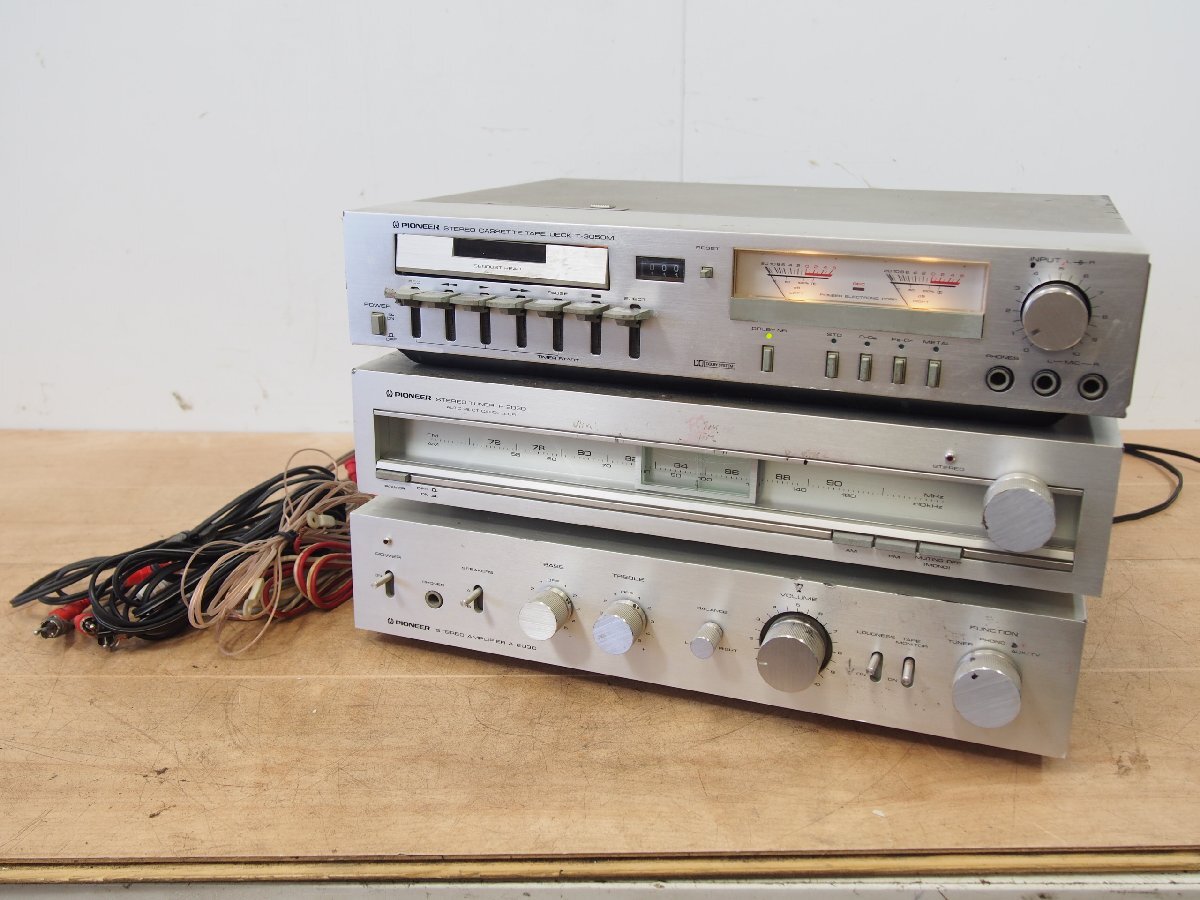☆【2T0717-27】PIONEER パイオニア システムコンポ T-3050M F-2030 A-2030 3台セット コード付 カセットデッキ チューナーアンプ ジャンク
