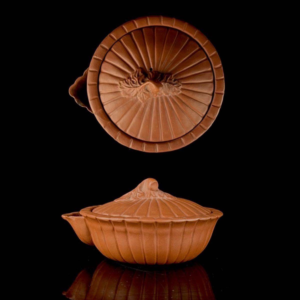 煎茶道具 常滑焼 杉江 寿門 朱泥 菊形 宝瓶 急須 茶注 【5c07094 3/4 8】g