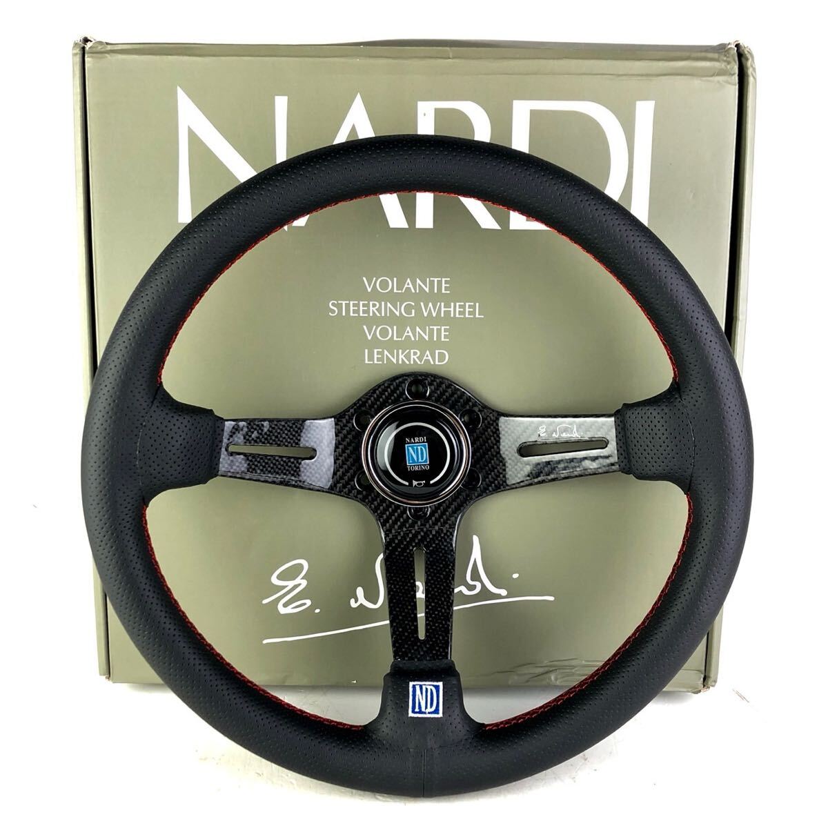 NARDI スポーツ ステアリングホイール 340㎜ ナルディ ホーンボタン 箱付 美品 【c07288 2/2 2】f