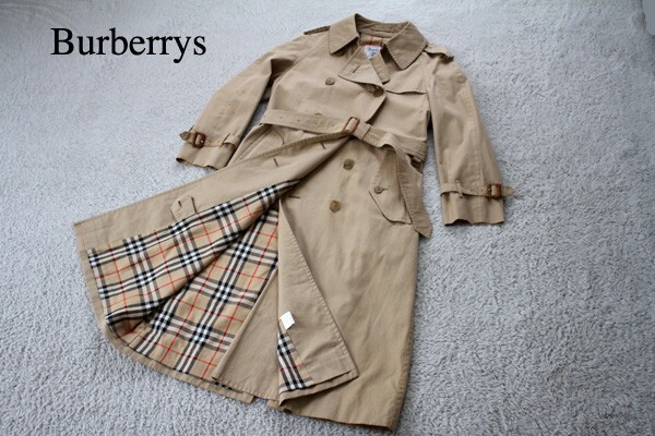 高級 Burberrys バーバリー トレンチコート ベルト付き【L】白タグ 中古 レディース アメカジ 古着 ヴィンテージ 女性 ノバチェック