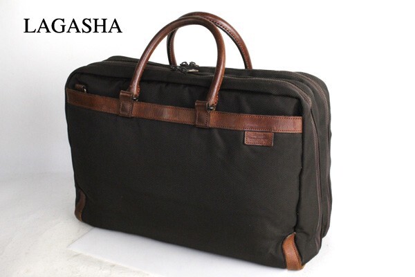 LAGASHA ラガシャ 大型 ビジネスバッグ メンズ 男性 ビジネス 会社 通勤 通学 出張 アメカジ 古着 中古 レザー バック 鞄 ブリーフ